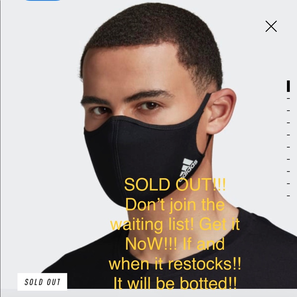COPY - OFFICIAL ADIDAS XS/SM FACE MASK BLACK!!! S…